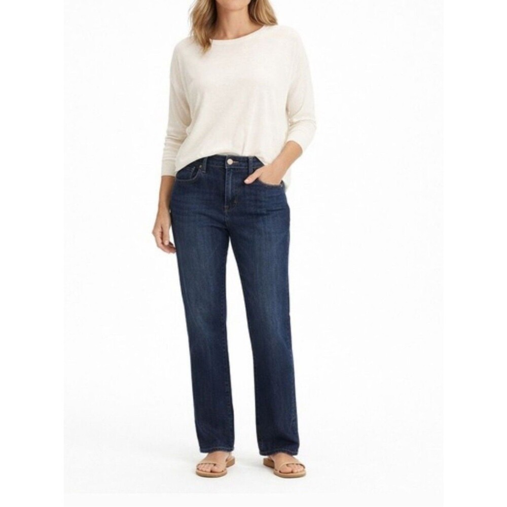 Eileen Fisher Organic Cotton Stretch Denim Mid Rise Straight Leg Jeans 10 x 32